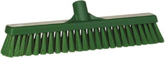 Vikan - 16" Fine Particle Synthetic Push Broom - 2" Bristle Length, Plastic Block, European Threaded Handle Connection - A1 Tooling