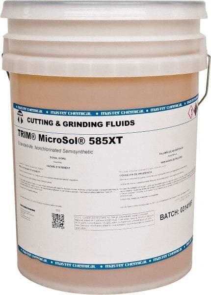 Master Fluid Solutions - Trim MicroSol 585XT, 5 Gal Pail Cutting & Grinding Fluid - Semisynthetic, For Machining - A1 Tooling