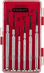 Stanley - 6 Piece Phillips & Slotted Screwdriver Set - Steel Handle, Bit Sizes: Philips #0 to #1 - A1 Tooling