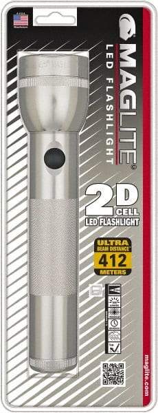 Mag-Lite - White LED Bulb, 168 Lumens, Industrial/Tactical Flashlight - Silver Aluminum Body, 2 D Batteries Not Included - A1 Tooling