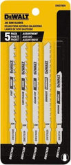 DeWALT - 5 Piece, 3" to 5" Long, 6 to 18 Teeth per Inch, Bi-Metal Jig Saw Blade Set - Toothed Edge, T-Shank - A1 Tooling