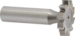 Made in USA - 1-1/8" Diam x 3/16" Face Width, High Speed Steel, 10 Teeth, Shank Connection Woodruff Keyseat Cutter - Uncoated, 2-3/16" OAL x 1/2" Shank, Staggered Teeth, ANSI 609, Old Standard 16 - A1 Tooling