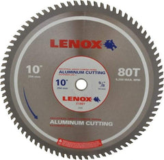 Lenox - 10" Diam, 5/8" Arbor Hole Diam, 80 Tooth Wet & Dry Cut Saw Blade - Titanium Carbide-Tipped, General Purpose Action, Standard Round Arbor - A1 Tooling