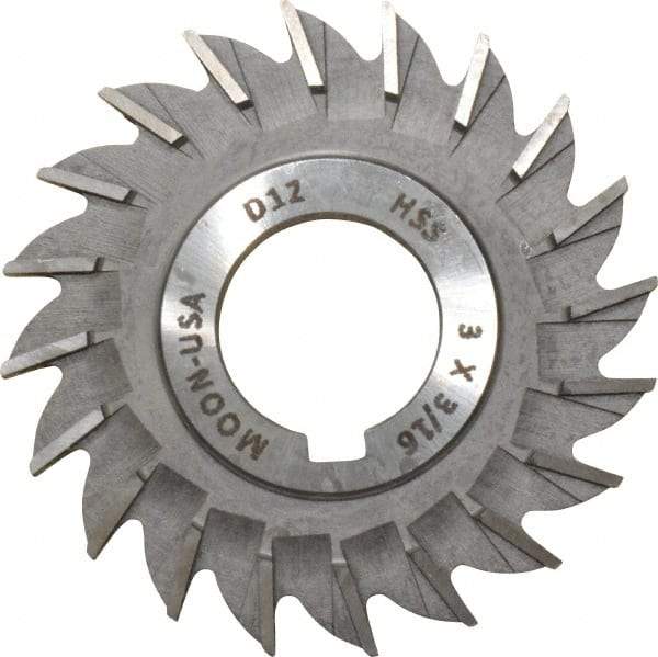 Made in USA - 3" Diam x 3/16" Width of Cut, 20 Teeth, High Speed Steel Side Milling Cutter - Straight Teeth, Uncoated - A1 Tooling