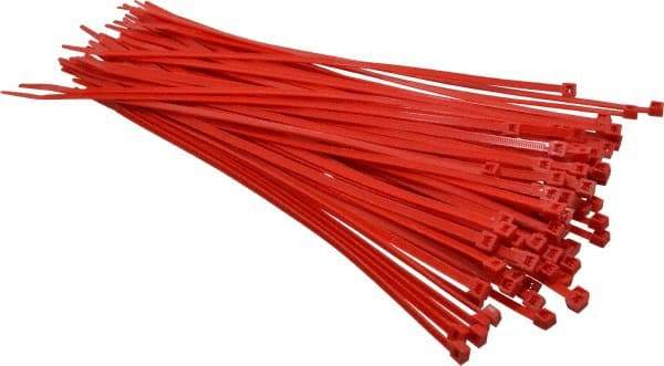 Made in USA - 11-1/4" Long Red Nylon Standard Cable Tie - 50 Lb Tensile Strength, 1.32mm Thick, 3" Max Bundle Diam - A1 Tooling