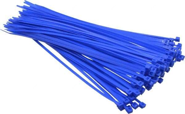 Made in USA - 11-1/4" Long Blue Nylon Standard Cable Tie - 50 Lb Tensile Strength, 1.32mm Thick, 4" Max Bundle Diam - A1 Tooling