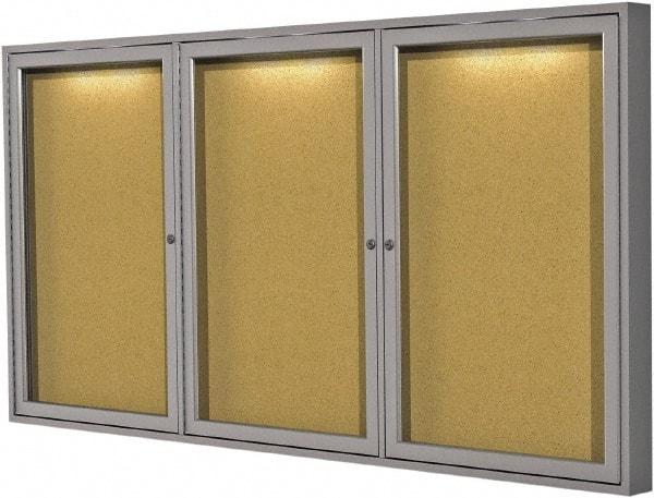 Ghent - 36" Wide x 24" High Enclosed Cork Bulletin Board - Natural Cork, Aluminum Frame - A1 Tooling