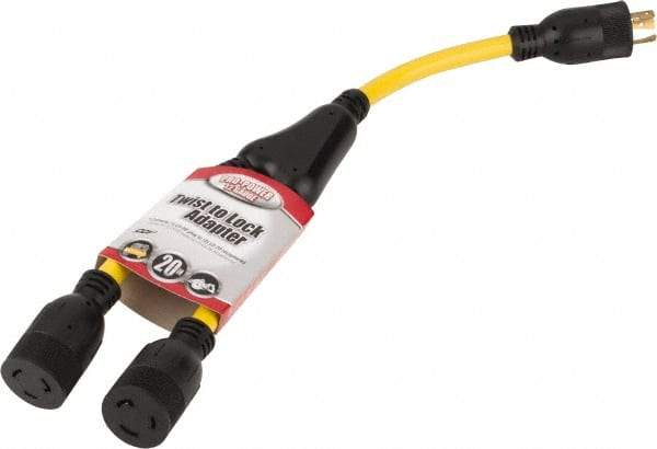 Southwire - 2 Outlets, 125 VAC, 20 Amp, Yellow and Black, Y Adapter - L5-20P, L5-20R NEMA Configuration, 20 Inch Long, UL Listed - A1 Tooling