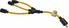 Southwire - 3 Outlets, 125 VAC, 20 Amp, Yellow and Black, W Adapter - L5-20P, L5-20R NEMA Configuration, 20 Inch Long, UL Listed - A1 Tooling