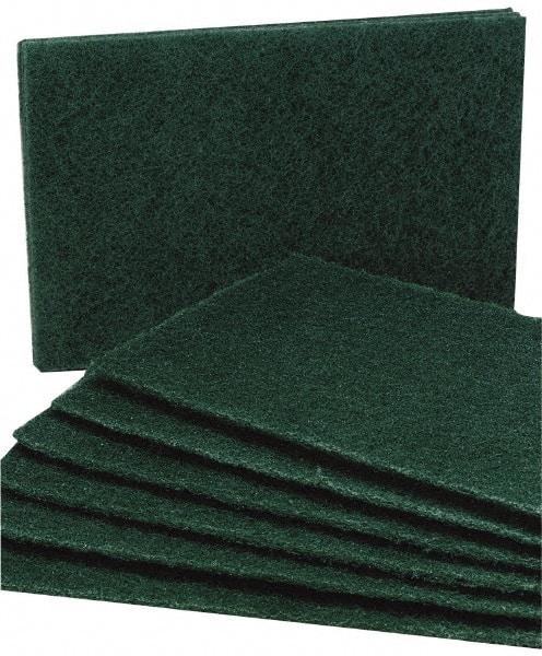 Ability One - 9-1/2" Long x 6" Wide x 1/4" Thick Scouring Pad - Medium-Duty, Green - A1 Tooling