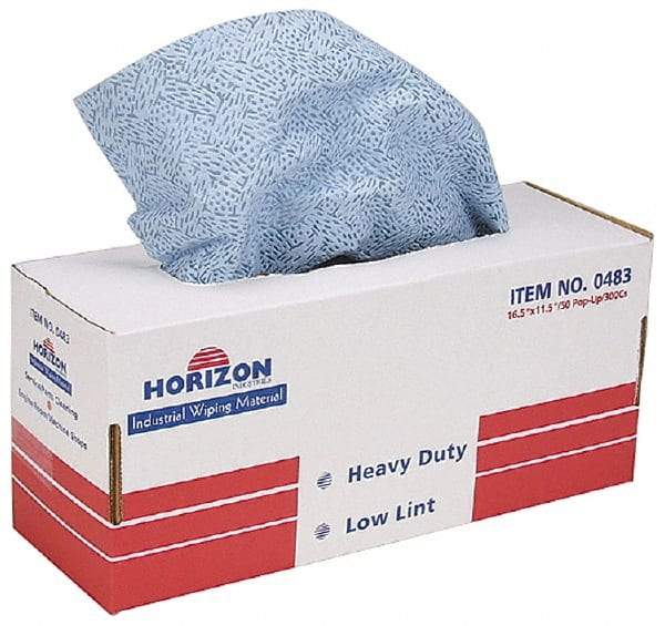 Ability One - Flat Fold Shop Towel/Industrial Wipes - 16-1/2" x 11-1/2" Sheet Size, Blue - A1 Tooling