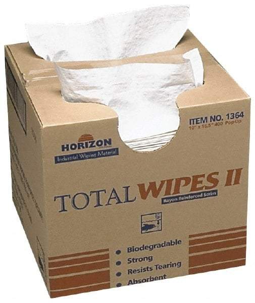 Ability One - Flat Fold Shop Towel/Industrial Wipes - 16-1/2" x 10" Sheet Size, White - A1 Tooling