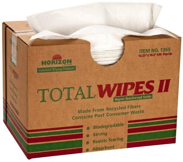 Ability One - Flat Fold Shop Towel/Industrial Wipes - 16-1/2" x 13" Sheet Size, White - A1 Tooling