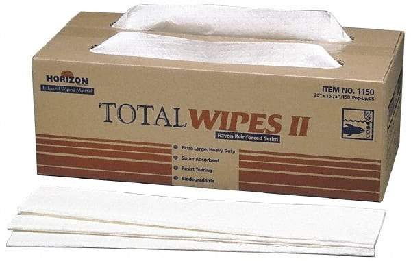 Ability One - Flat Fold Shop Towel/Industrial Wipes - 16-1/2" x 20" Sheet Size, White - A1 Tooling