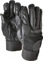 Ability One - Size 2XL (11) Leather/Spandex/Gel Padded Anti-Vibration/Impact Protection Work Gloves - For Mechanic's & Lifting, Uncoated, Hook & Loop Cuff, Full Fingered, Black, Paired - A1 Tooling