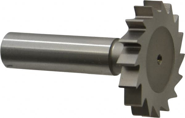 Made in USA - 1-1/2" Diam x 1/4" Face Width, High Speed Steel, 16 Teeth, Shank Connection Woodruff Keyseat Cutter - Uncoated, 2-1/4" OAL x 1/2" Shank, Straight Teeth, ANSI 812, Old Standard 24 - A1 Tooling