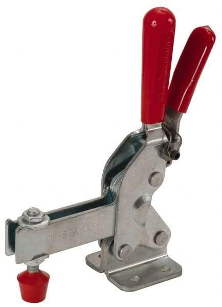 De-Sta-Co - 1,000 Lb Holding Capacity, Vertical Handle, Manual Hold Down Toggle Clamp - 64° Handle Movement, 76° Bar Opening, U-Bar, Flanged Base, Electro-Plated Zinc, Carbon Steel - A1 Tooling