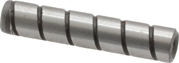 Jergens - 1/4" Diam x 1-1/4" Pin Length Alloy Steel Grooved Dowel Pin - C 47-58 & C 60-64 (Surface) Hardness, 1 Beveled & 1 Threaded End - A1 Tooling