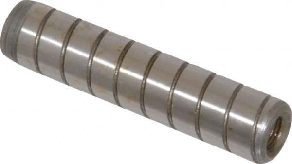 Jergens - 7/16" Diam x 2" Pin Length Alloy Steel Grooved Dowel Pin - C 47-58 & C 60-64 (Surface) Hardness, 1 Beveled & 1 Threaded End - A1 Tooling