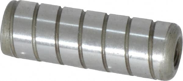 Jergens - 1/2" Diam x 1-1/2" Pin Length Alloy Steel Grooved Dowel Pin - C 47-58 & C 60-64 (Surface) Hardness, 1 Beveled & 1 Threaded End - A1 Tooling