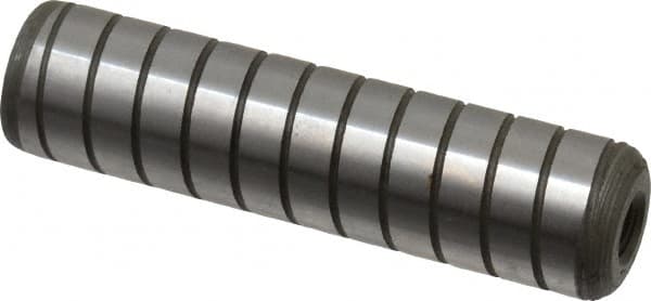 Jergens - 5/8" Diam x 2-1/2" Pin Length Alloy Steel Grooved Dowel Pin - C 47-58 & C 60-64 (Surface) Hardness, 1 Beveled & 1 Threaded End - A1 Tooling