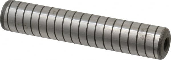 Jergens - 3/4" Diam x 4" Pin Length Alloy Steel Grooved Dowel Pin - C 47-58 & C 60-64 (Surface) Hardness, 1 Beveled & 1 Threaded End - A1 Tooling