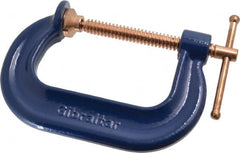 Gibraltar - Regular-Duty 3" Max Opening, 2-3/8" Throat Depth, Forged Steel Standard C-Clamp - 3,500 Lb Capacity, 0" Min Opening, Deep Throat, Copper Plated Screw - A1 Tooling