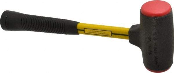 NUPLA - 32 oz Head 2" Face Diam Urethane Dead Blow Hammer - 13-11/16" OAL, Fiberglass Handle - A1 Tooling