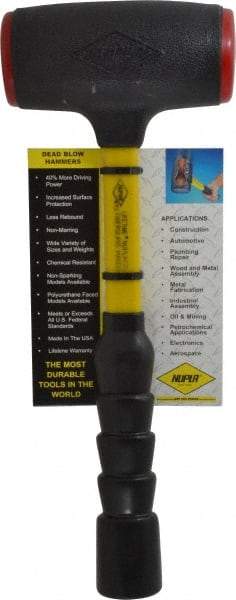 NUPLA - 48 oz Head 2-3/16" Face Diam Urethane Dead Blow Hammer - 14-5/16" OAL, Fiberglass Handle - A1 Tooling