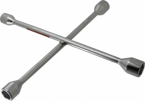 Omega Lift Equipment - 14" Long Cross Shaped Lug Nut Wrench Tire Iron - 11/16, 3/4, 13/16, 7/8" Hex - A1 Tooling