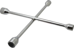 Omega Lift Equipment - 14" Long Cross Shaped Lug Nut Wrench Tire Iron - 17, 19, 21, 23mm - A1 Tooling