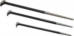 Value Collection - 3 Piece Rolling Head Pry Bar Set - 5/8" Head Width, Includes 12, 16 & 20" Lengths - A1 Tooling