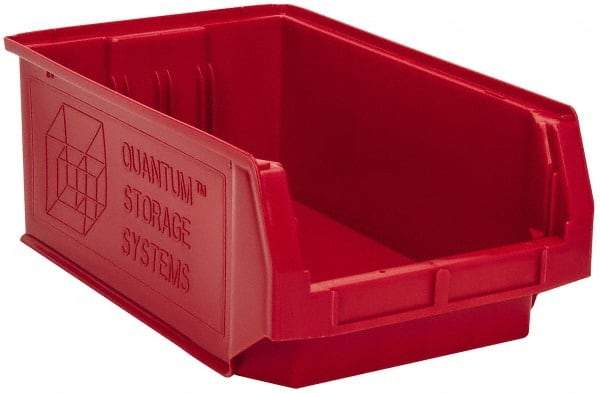 Quantum Storage - 90 Lb. Load Capacity, 19-3/4" Deep, Red Polyethylene Hopper Stacking Bin - 7-7/8" High x 12-3/8" Wide x 19-3/4" Long - A1 Tooling