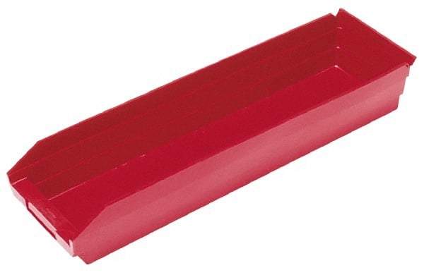 Quantum Storage - 50 Lb. Load Capacity, 17-7/8" Deep, Red Polypropylene Hopper Shelf Bin - 4" High x 6-5/8" Wide x 17-7/8" Long - A1 Tooling