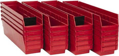 Quantum Storage - 50 Lb. Load Capacity, 17-7/8" Deep, Red Polypropylene Hopper Shelf Bin - 4" High x 4-1/8" Wide x 17-7/8" Long - A1 Tooling