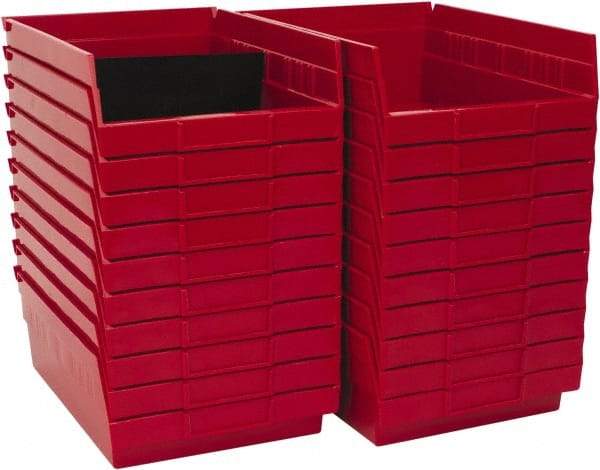 Quantum Storage - 50 Lb. Load Capacity, 11-5/8" Deep, Red Polypropylene Hopper Shelf Bin - 4" High x 8-3/8" Wide x 11-5/8" Long - A1 Tooling