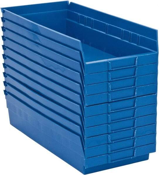 Quantum Storage - 50 Lb. Load Capacity, 17-7/8" Deep, Blue Polypropylene Hopper Shelf Bin - 4" High x 8-3/8" Wide x 17-7/8" Long - A1 Tooling