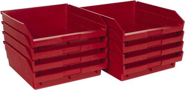 Quantum Storage - 50 Lb. Load Capacity, 11-5/8" Deep, Red Polypropylene Hopper Shelf Bin - 4" High x 11-1/8" Wide x 11-5/8" Long - A1 Tooling