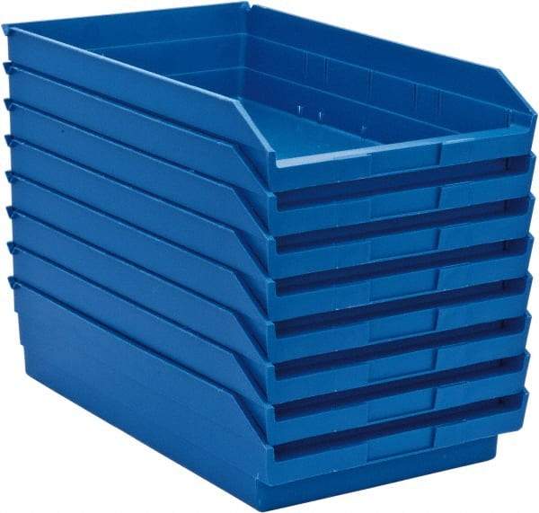 Quantum Storage - 50 Lb. Load Capacity, 17-7/8" Deep, Blue Polypropylene Hopper Shelf Bin - 4" High x 11-1/8" Wide x 17-7/8" Long - A1 Tooling