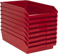 Quantum Storage - 50 Lb. Load Capacity, 17-7/8" Deep, Red Polypropylene Hopper Shelf Bin - 4" High x 11-1/8" Wide x 17-7/8" Long - A1 Tooling