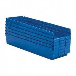 Quantum Storage - 50 Lb. Load Capacity, 23-5/8" Deep, Blue Polypropylene Hopper Shelf Bin - 4" High x 8-3/8" Wide x 23-5/8" Long - A1 Tooling