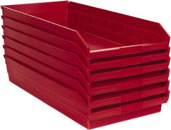 Quantum Storage - 50 Lb. Load Capacity, 23-5/8" Deep, Red Polypropylene Hopper Shelf Bin - 4" High x 11-1/8" Wide x 23-5/8" Long - A1 Tooling