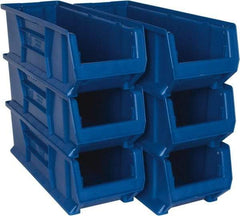 Quantum Storage - 100 Lb. Load Capacity, 23-7/8" Deep, Blue Polypropylene Hopper Stacking Bin - 7" High x 8-1/4" Wide x 23-7/8" Long - A1 Tooling