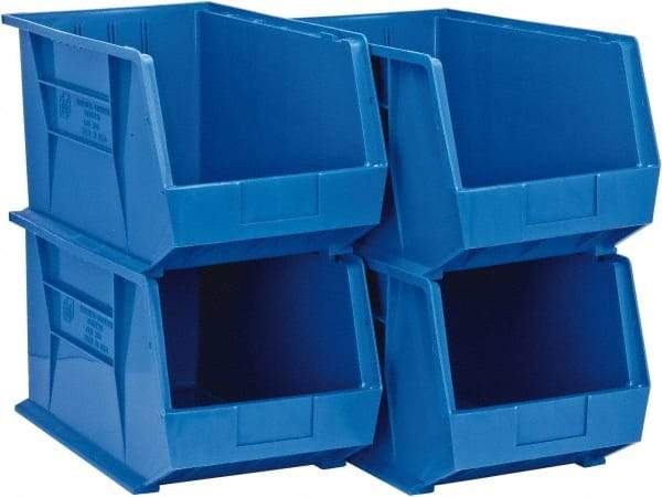 Quantum Storage - 75 Lb. Load Capacity, 18" Deep, Blue Polypropylene Hopper Stacking Bin - 10" High x 11" Wide x 18" Long - A1 Tooling