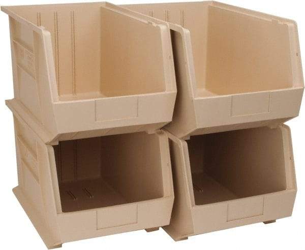 Quantum Storage - 75 Lb. Load Capacity, 18" Deep, Ivory Polypropylene Hopper Stacking Bin - 10" High x 11" Wide x 18" Long - A1 Tooling