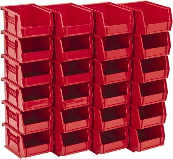 Quantum Storage - 10 Lb. Load Capacity, 5-3/8" Deep, Red Polypropylene Hopper Stacking Bin - 3" High x 4-1/8" Wide x 5-3/8" Long - A1 Tooling