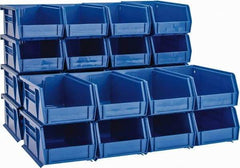 Quantum Storage - 10 Lb. Load Capacity, 7-3/8" Deep, Blue Polypropylene Hopper Stacking Bin - 3" High x 4-1/8" Wide x 7-3/8" Long - A1 Tooling