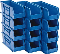 Quantum Storage - 30 Lb. Load Capacity, 10-7/8" Deep, Blue Polypropylene Hopper Stacking Bin - 4" High x 4-1/8" Wide x 10-7/8" Long - A1 Tooling