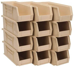 Quantum Storage - 30 Lb. Load Capacity, 10-7/8" Deep, Ivory Polypropylene Hopper Stacking Bin - 4" High x 4-1/8" Wide x 10-7/8" Long - A1 Tooling