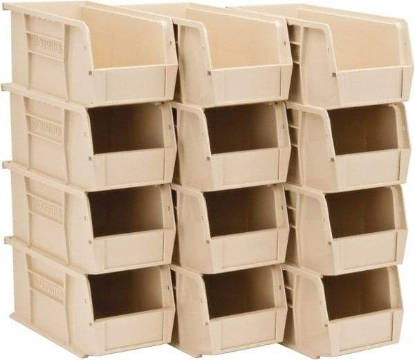 Quantum Storage - 30 Lb. Load Capacity, 10-7/8" Deep, Ivory Polypropylene Hopper Stacking Bin - 5" High x 5-1/2" Wide x 10-7/8" Long - A1 Tooling